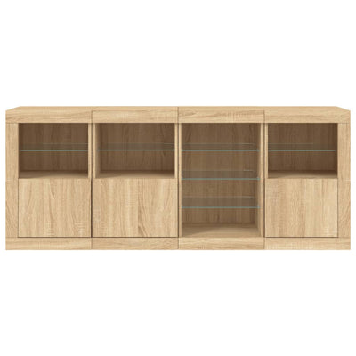 Senkki LED-valoilla Sonoma-tammi 164x37x67 cm