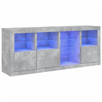 Senkki LED-valoilla betoninharmaa 164x37x67 cm