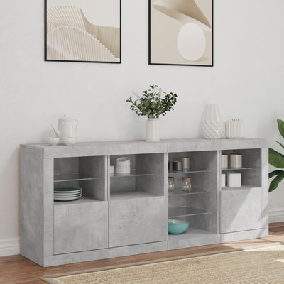 Senkki LED-valoilla betoninharmaa 164x37x67 cm