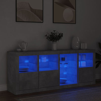 Senkki LED-valoilla betoninharmaa 164x37x67 cm