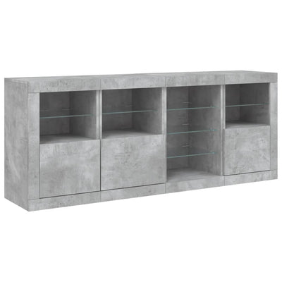Senkki LED-valoilla betoninharmaa 164x37x67 cm