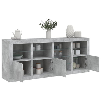 Senkki LED-valoilla betoninharmaa 164x37x67 cm