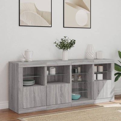 Senkki LED-valoilla harmaa Sonoma 164x37x67 cm