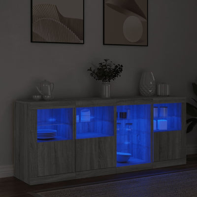 Senkki LED-valoilla harmaa Sonoma 164x37x67 cm