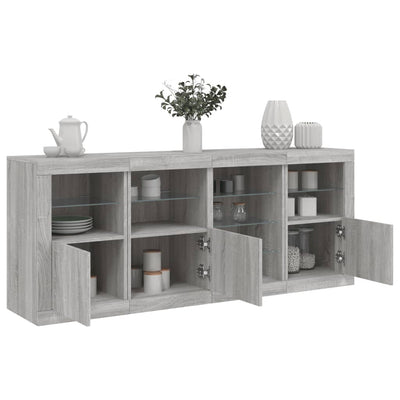 Senkki LED-valoilla harmaa Sonoma 164x37x67 cm