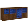 Senkki LED-valoilla ruskea tammi 164x37x67 cm