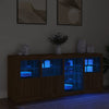 Senkki LED-valoilla ruskea tammi 164x37x67 cm