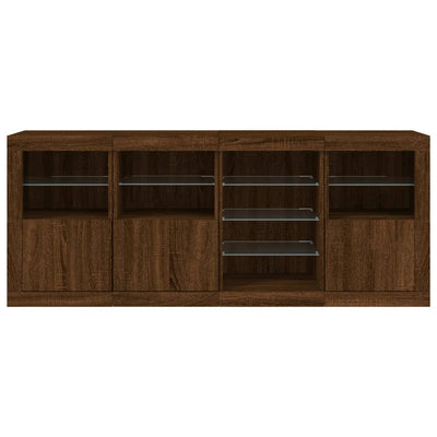 Senkki LED-valoilla ruskea tammi 164x37x67 cm