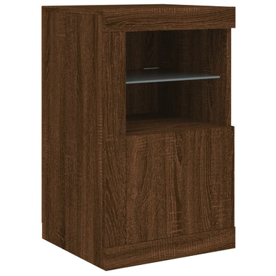 Senkki LED-valoilla ruskea tammi 164x37x67 cm