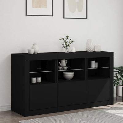 Senkki LED-valoilla musta 123x37x67 cm