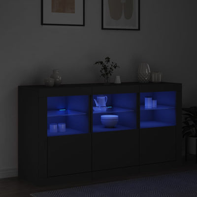 Senkki LED-valoilla musta 123x37x67 cm