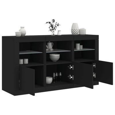 Senkki LED-valoilla musta 123x37x67 cm