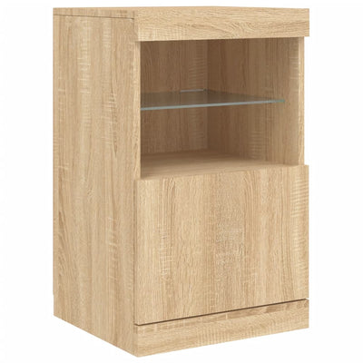 Senkki LED-valoilla Sonoma-tammi 123x37x67 cm