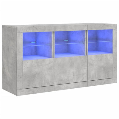 Senkki LED-valoilla betoninharmaa 123x37x67 cm