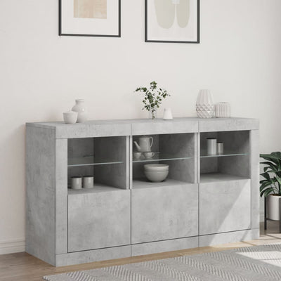 Senkki LED-valoilla betoninharmaa 123x37x67 cm
