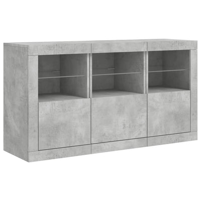 Senkki LED-valoilla betoninharmaa 123x37x67 cm