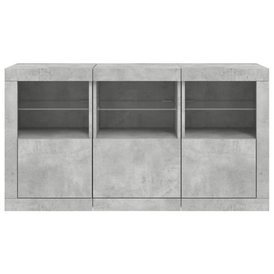 Senkki LED-valoilla betoninharmaa 123x37x67 cm