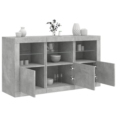 Senkki LED-valoilla betoninharmaa 123x37x67 cm