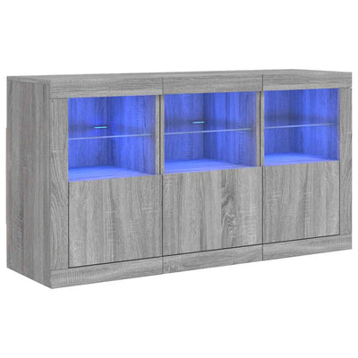 Senkki LED-valoilla harmaa Sonoma 123x37x67 cm