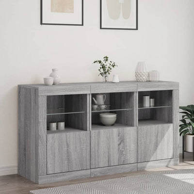Senkki LED-valoilla harmaa Sonoma 123x37x67 cm