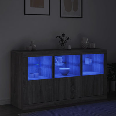 Senkki LED-valoilla harmaa Sonoma 123x37x67 cm