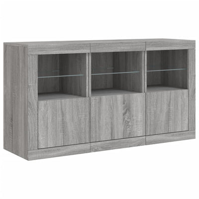 Senkki LED-valoilla harmaa Sonoma 123x37x67 cm