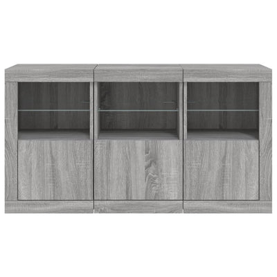 Senkki LED-valoilla harmaa Sonoma 123x37x67 cm