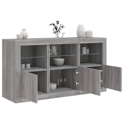 Senkki LED-valoilla harmaa Sonoma 123x37x67 cm