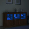 Senkki LED-valoilla ruskea tammi 123x37x67 cm