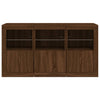 Senkki LED-valoilla ruskea tammi 123x37x67 cm