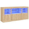 Senkki LED-valoilla Sonoma-tammi 142,5x37x67 cm