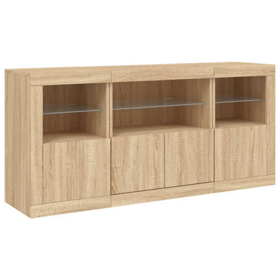 Senkki LED-valoilla Sonoma-tammi 142,5x37x67 cm