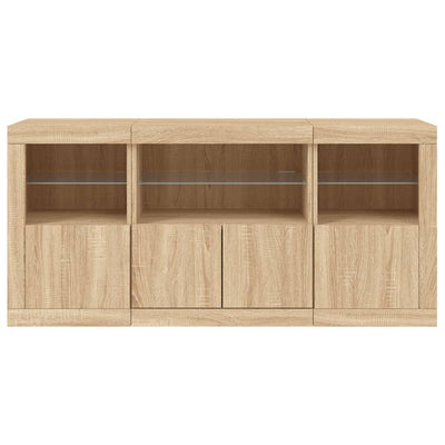 Senkki LED-valoilla Sonoma-tammi 142,5x37x67 cm