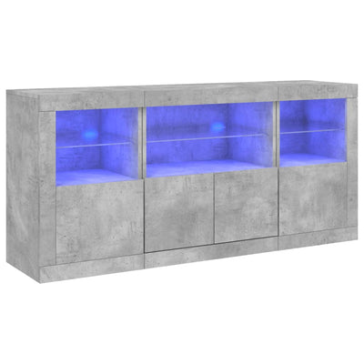 Senkki LED-valoilla betoninharmaa 142,5x37x67 cm