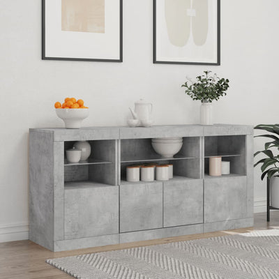 Senkki LED-valoilla betoninharmaa 142,5x37x67 cm