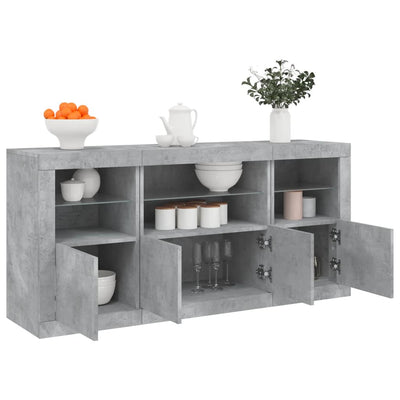 Senkki LED-valoilla betoninharmaa 142,5x37x67 cm