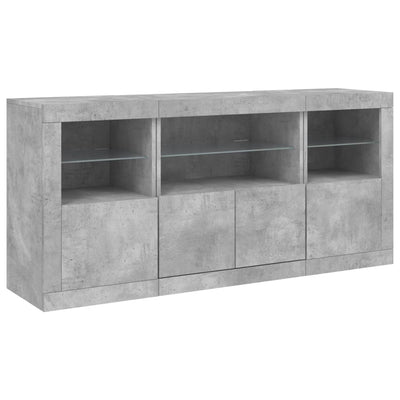 Senkki LED-valoilla betoninharmaa 142,5x37x67 cm
