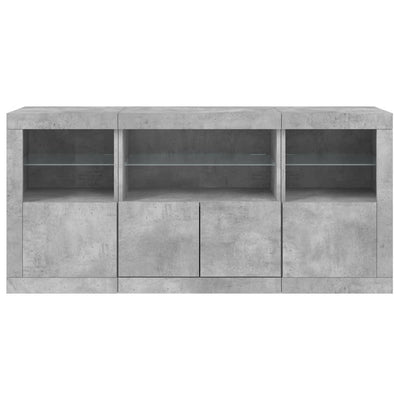 Senkki LED-valoilla betoninharmaa 142,5x37x67 cm
