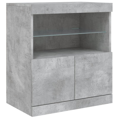 Senkki LED-valoilla betoninharmaa 142,5x37x67 cm