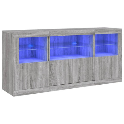 Senkki LED-valoilla harmaa Sonoma 142,5x37x67 cm