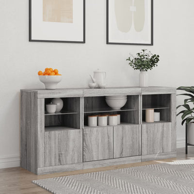 Senkki LED-valoilla harmaa Sonoma 142,5x37x67 cm