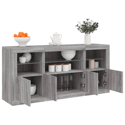 Senkki LED-valoilla harmaa Sonoma 142,5x37x67 cm