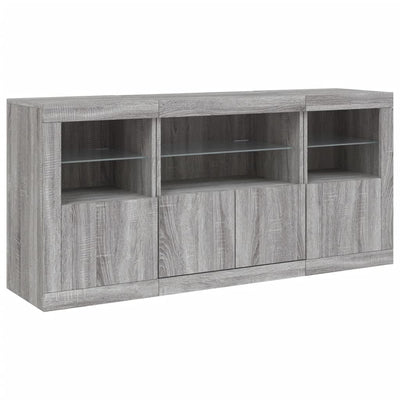 Senkki LED-valoilla harmaa Sonoma 142,5x37x67 cm