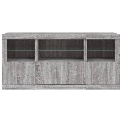 Senkki LED-valoilla harmaa Sonoma 142,5x37x67 cm
