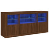 Senkki LED-valoilla ruskea tammi 142,5x37x67 cm
