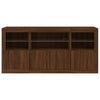 Senkki LED-valoilla ruskea tammi 142,5x37x67 cm