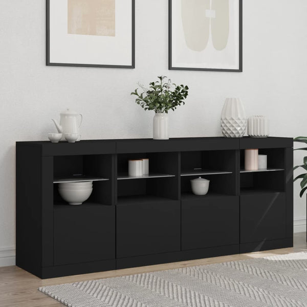 Senkki LED-valoilla musta 163x37x67 cm