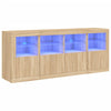 Senkki LED-valoilla Sonoma-tammi 163x37x67 cm