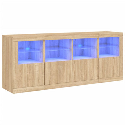 Senkki LED-valoilla Sonoma-tammi 163x37x67 cm