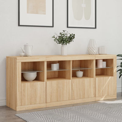 Senkki LED-valoilla Sonoma-tammi 163x37x67 cm